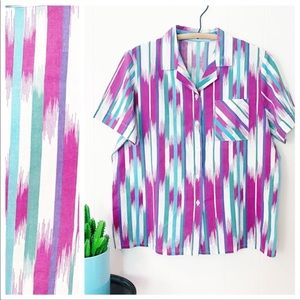 ❌SOLD❌VTG 70’s Abstract Southwestern Stripe Button Down